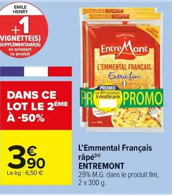 Carrefour Market Entremont l’emmental français râpé offre