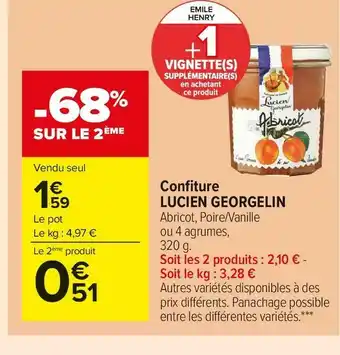 Carrefour Market Lucien georgelin confiture offre
