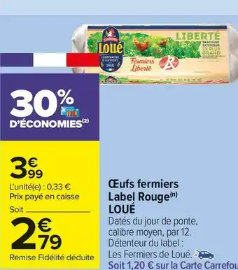Carrefour Market Loué œufs fermiers label rouge offre