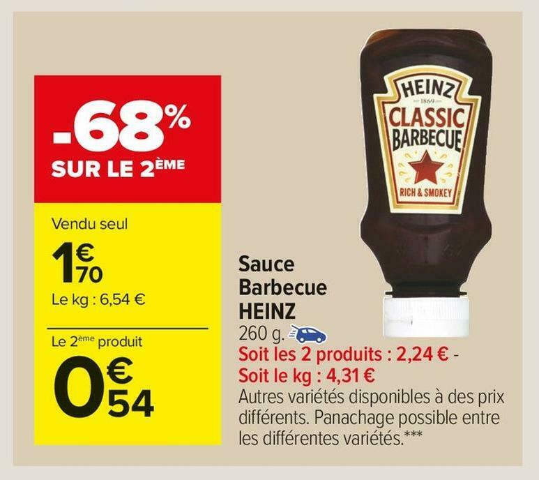 Promo Heinz sauce barbecue chez Carrefour Market