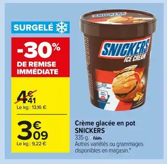 Carrefour Market Snickers crème glacée en pot offre