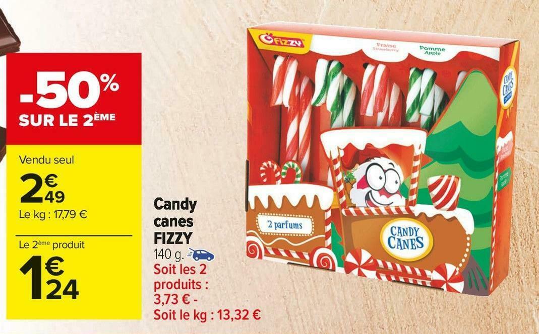 Promo Fizzy candy canes chez Carrefour Market