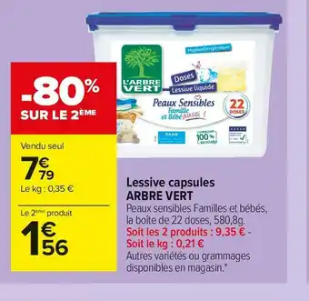 Carrefour Market L'arbre vert lessive capsules offre