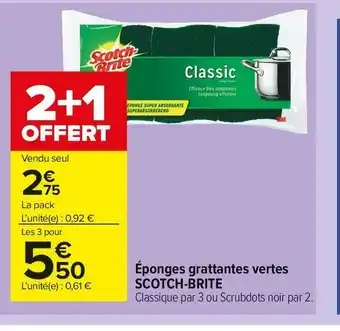 Carrefour Market Scotch brite éponges grattantes vertes offre