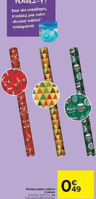 Carrefour Market Rouleau papier cadeaux 2 mètres offre