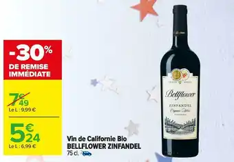 Carrefour Market Bellflower zinfandel vin de californie bio offre