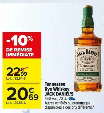 Carrefour Market Jack daniel’s tennessee rye whiskey offre