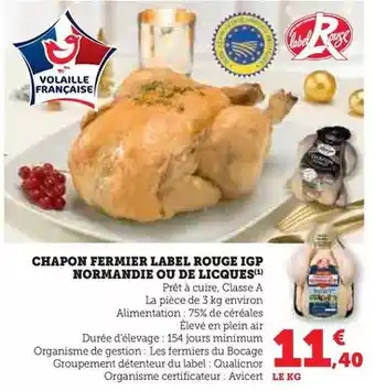 Super U Label rouge - chapon fermier igp normandie ou de licques offre