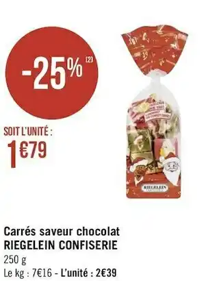 Riegelein confiserie carrés saveur chocolat