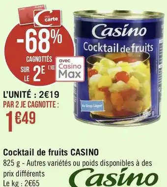 Géant Casino Casino cocktail de fruits offre