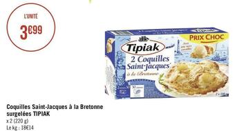 Géant Casino Tipiak coquilles saint-jacques à la bretonne surgelées offre