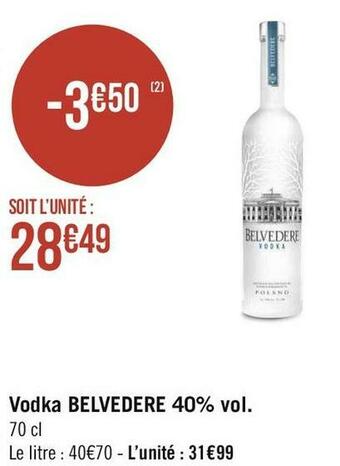 Géant Casino Belvedere vodka 40% vol. offre