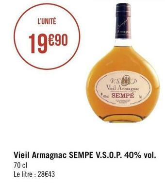 Sempé vieil armagnac v.s.o.p. 40% vol.