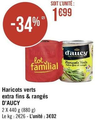 Géant Casino D’aucy haricots verts extra fins & rangés offre