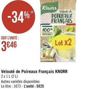 Géant Casino Knorr velouté de poireaux français offre