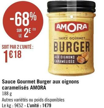 Amora sauce gourmet burger aux oignons caramelisés