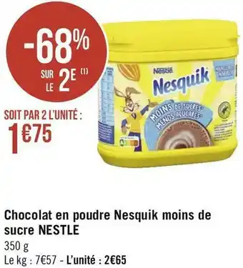 Nestle chocolat en poudre nesquik moins de sucre