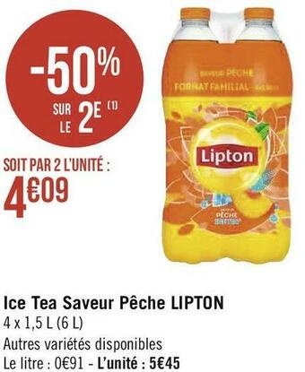 Géant Casino Lipton ice tea saveur pêche offre