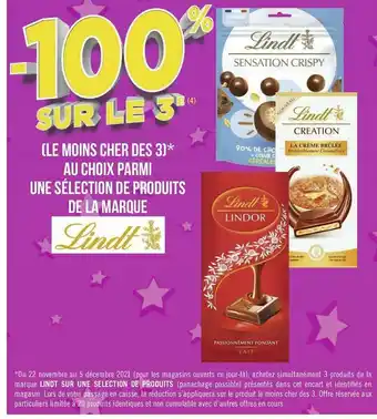 Lindt bon plan sur une sélection de produits de la marque lindt