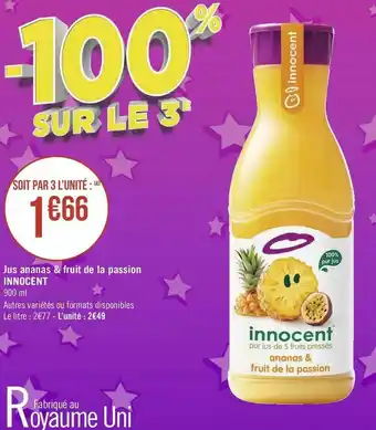 Géant Casino Innocent jus ananas & fruit de la passion offre