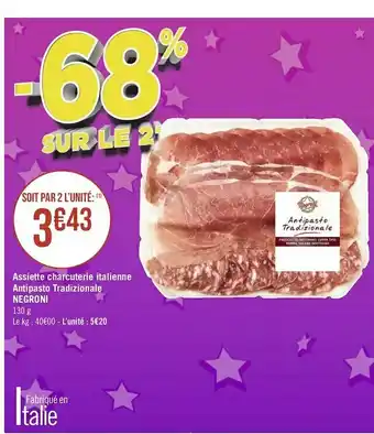 Géant Casino Negroni assiette charcuterie italienne antipasto tradizionale offre
