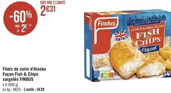 Géant Casino Findus filets de colin d’alaska façon fish & chips surgelés offre