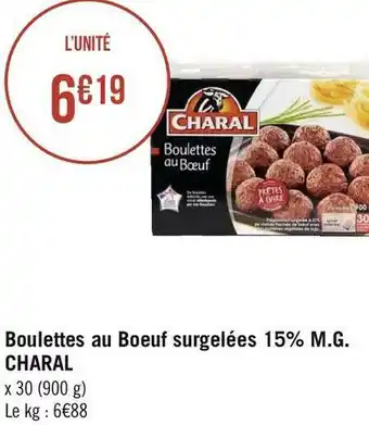 Charal boulettes au boeuf surgelées 15% m.g.