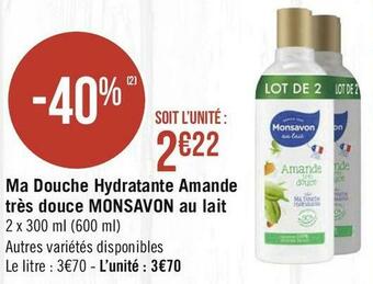 Monsavon ma douche hydratante amande très douce au lait