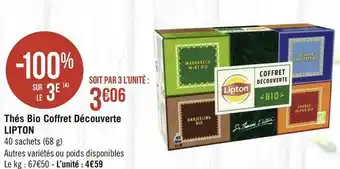 Géant Casino Lipton thés bio coffret découverte offre