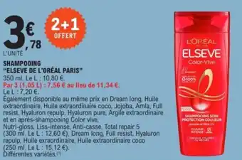 E.Leclerc “ELSEVE DE L'ORÉAL PARIS” Shampooing offre