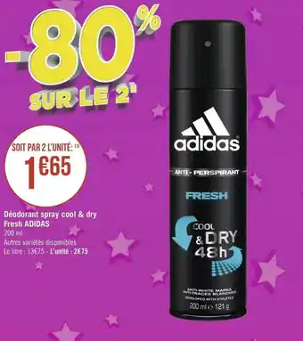 Géant Casino Adidas déodorant spray cool & dry fresh offre