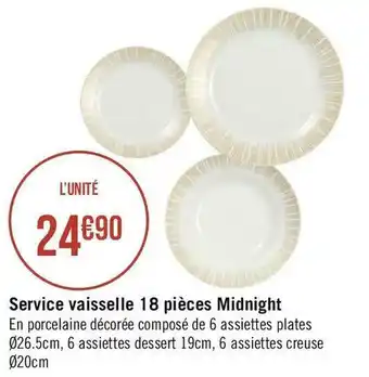 Géant Casino Service vaisselle 18 pièces midnight offre