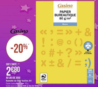 Casino ramette de 500 feuilles a4