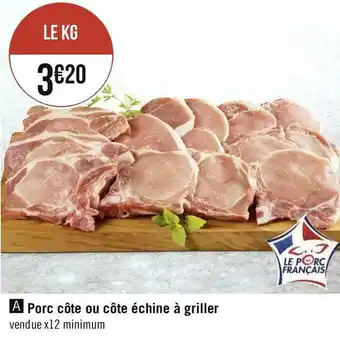 Porc côte ou côte échine à griller