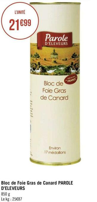 Parole d’eleveurs bloc de foie gras de canard
