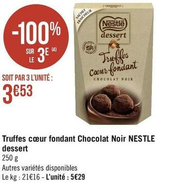 Nestle truffes cœur fondant chocolat noir dessert