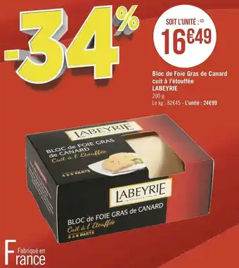 Géant Casino Labeyrie bloc de foie gras de canard cuit à l’étouffée offre