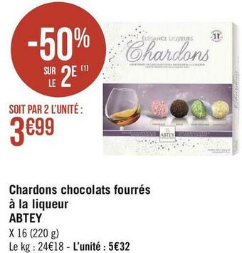 Géant Casino Abtey chardons chocolats fourrés à la liqueur offre