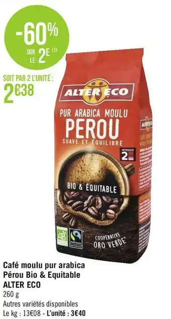 Géant Casino Alter eco café moulu pur arabica pérou bio & equitable offre