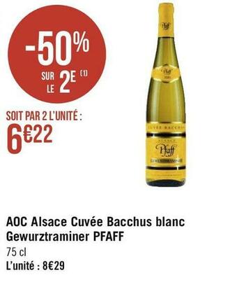 Géant Casino Pfaff aoc alsace cuvée bacchus blanc gewurztraminer pfaff offre