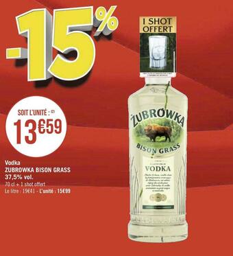 Géant Casino Zubrowka vodka 37,5% vol. offre