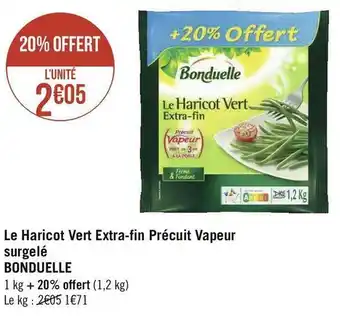Bonduelle le haricot vert extra-fin précuit vapeur surgelé