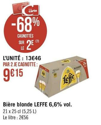 Géant Casino Leffe bière blonde 6,6% vol. offre