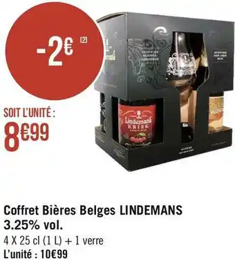 Géant Casino Lindemans coffret bières belges 3.25% vol. offre