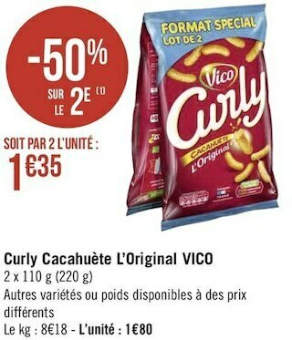 Géant Casino Vico curly cacahuète l’original offre