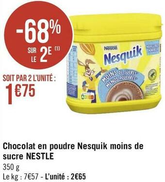 Nestle chocolat en poudre nesquik moins de sucre