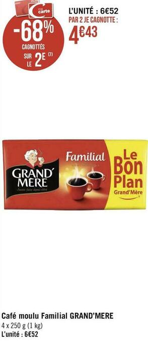 Géant Casino Grand’mere café moulu familial offre