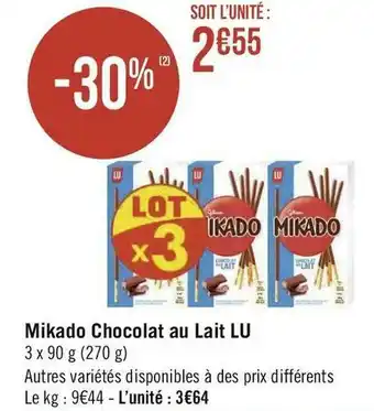 Lu mikado chocolat au lait
