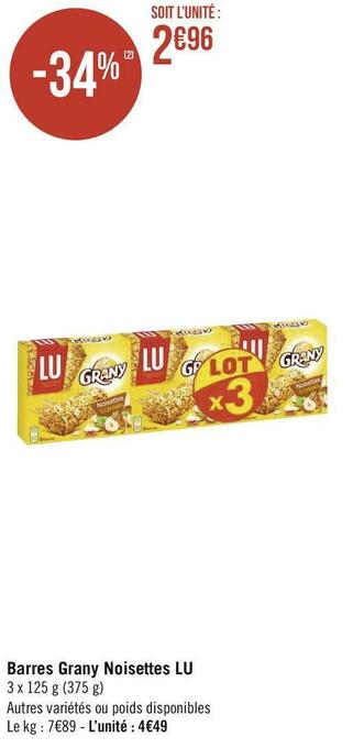 Lu barres grany noisettes
