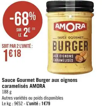Amora sauce gourmet burger aux oignons caramelisés